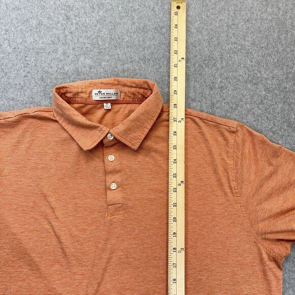 Peter Millar Polo Crown Soft Mens XL Cotton Silk Shirt Salmon Orange Golf READ - Picture 7 of 9